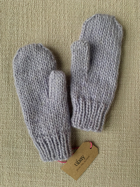 Handknit Chunky Mittens (second hand yarn)