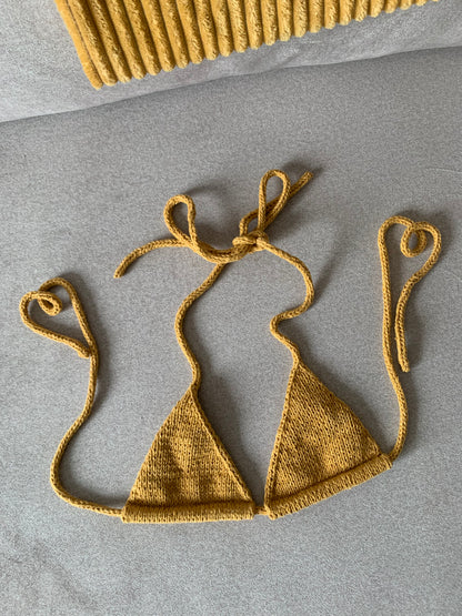 Handknit Triangle Bikini Top
