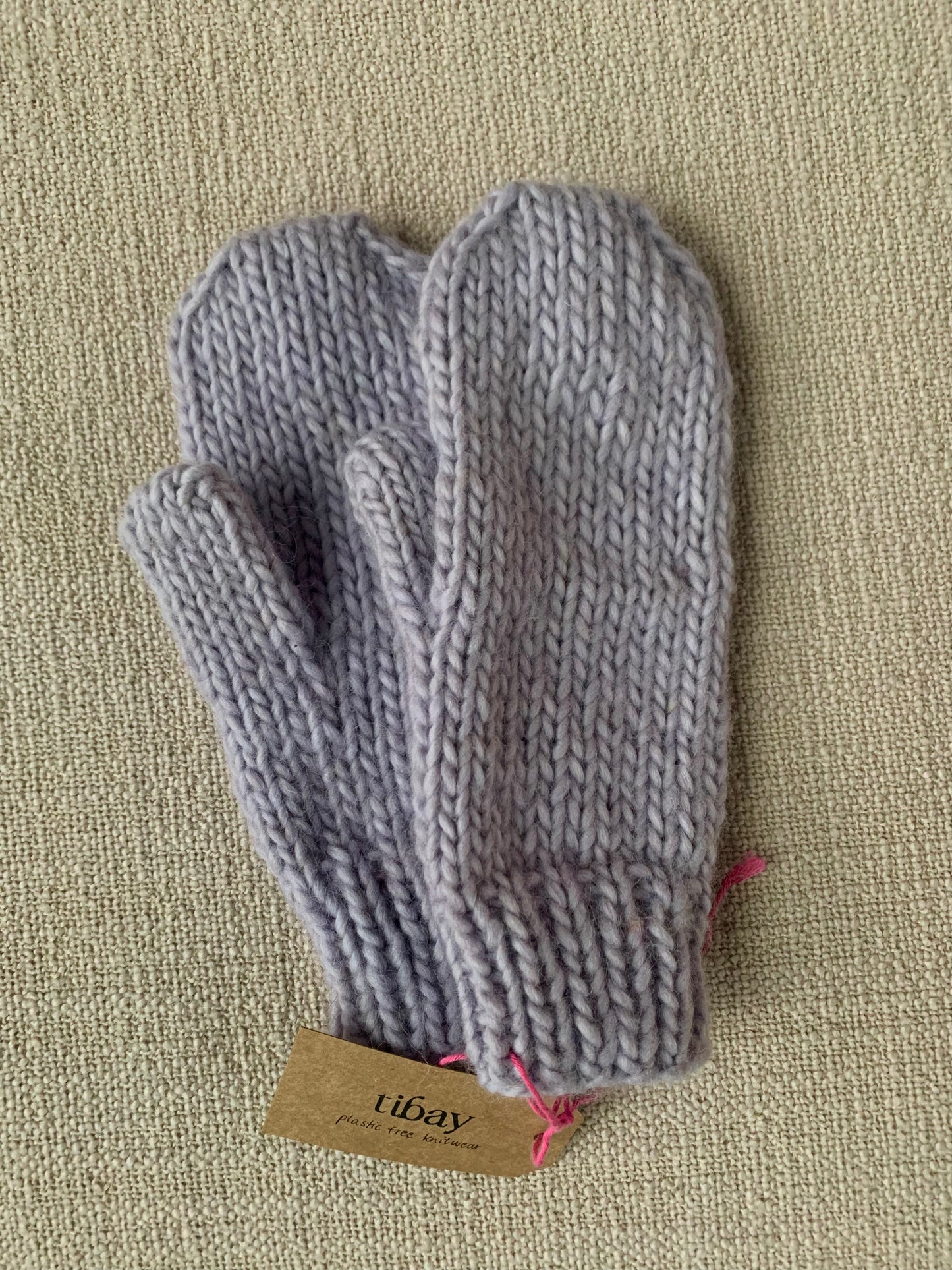 Handknit Chunky Mittens (second hand yarn)