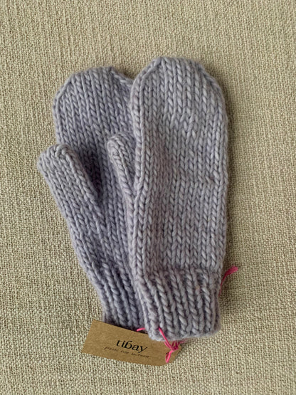 Handknit Chunky Mittens (second hand yarn)