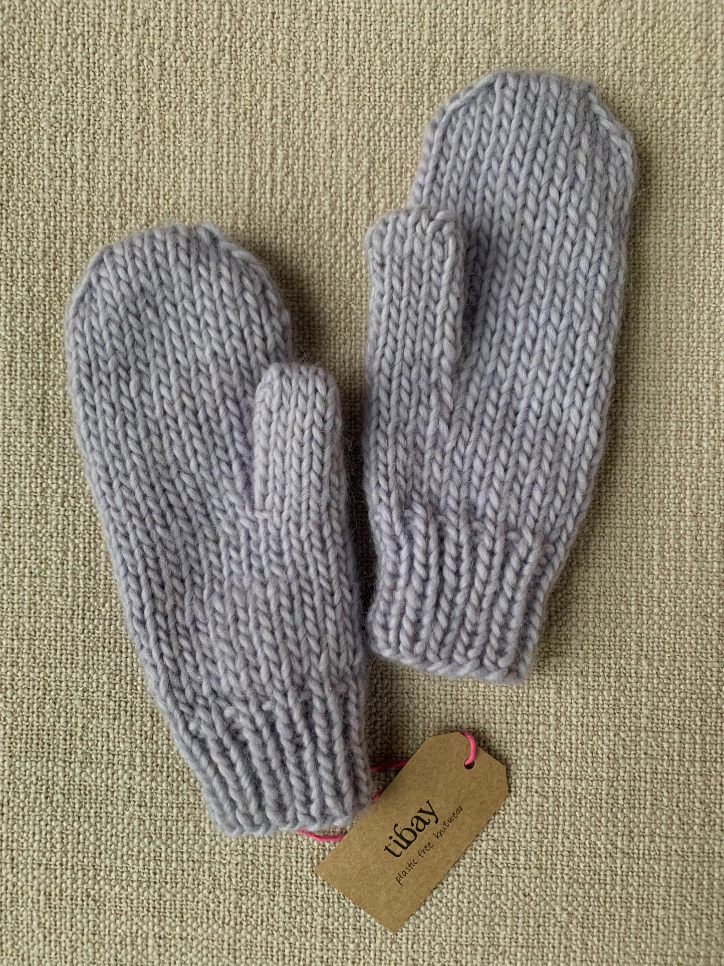 Handknit Chunky Mittens (second hand yarn)