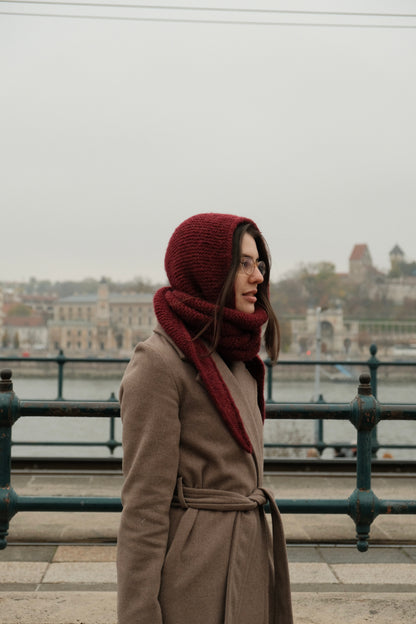 Handknit Hooded Scarf (Made to order)